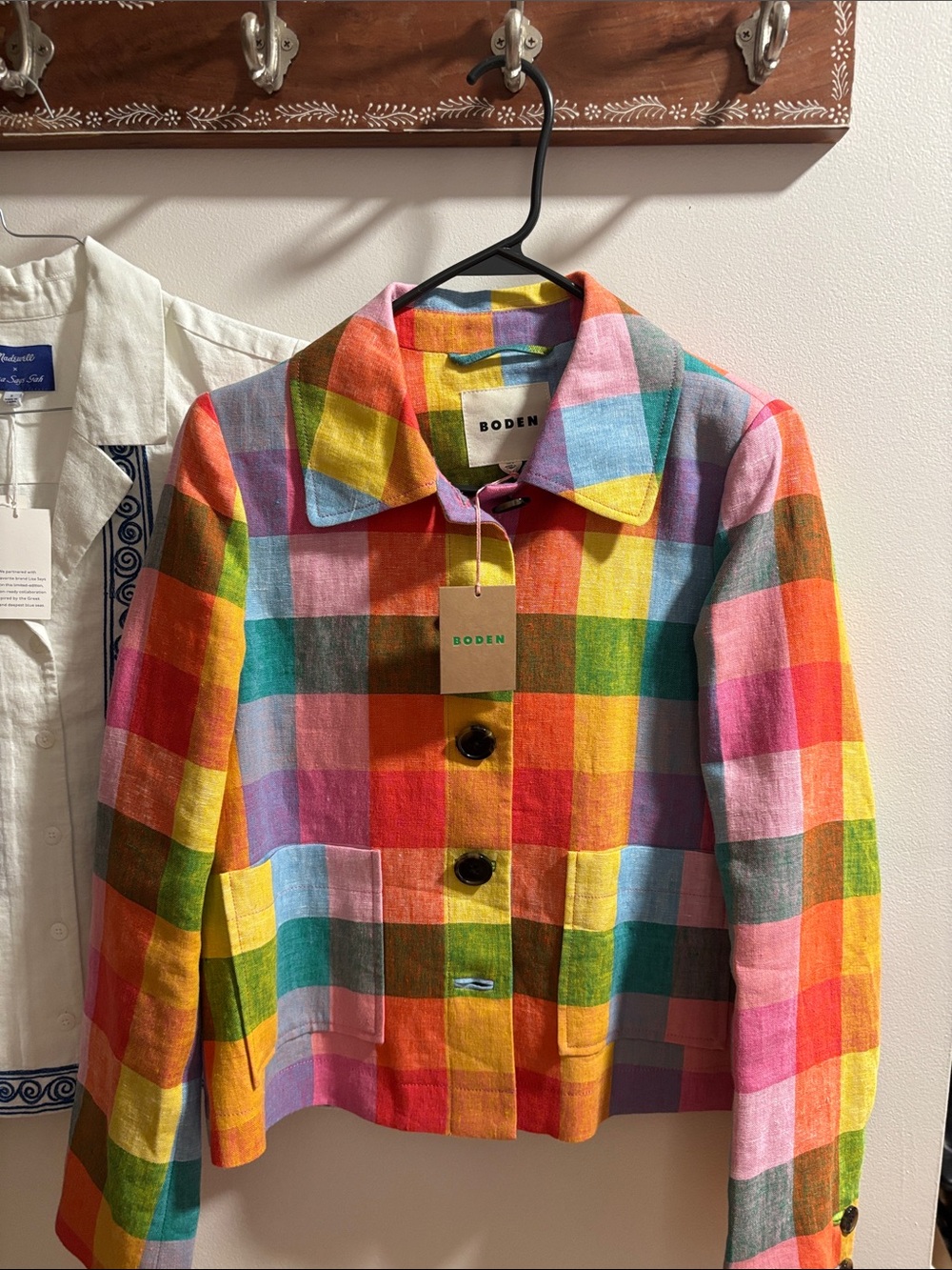 Boden Rainbow 🌈 Plaid Knightsbridge jacket, NWT size 4. - Picture 3 of 5